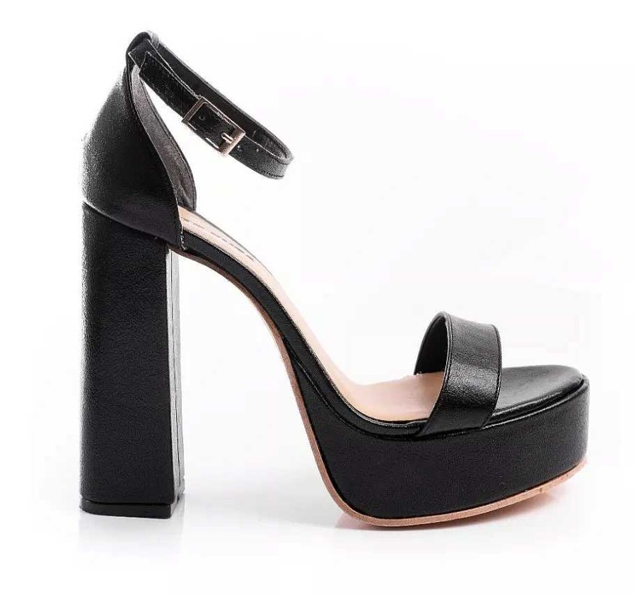 Mujer Kate Kuba | Sandalias Mujer Fiesta Plataforma Taco 12 Cm Livianas Moda Negro