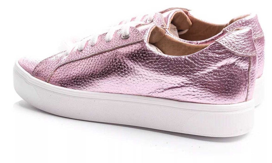 Mujer Sucre | Zapatillas Mujer Sneakers Urbanas Livianas Cuero Vacuno Moda Metal Rosa