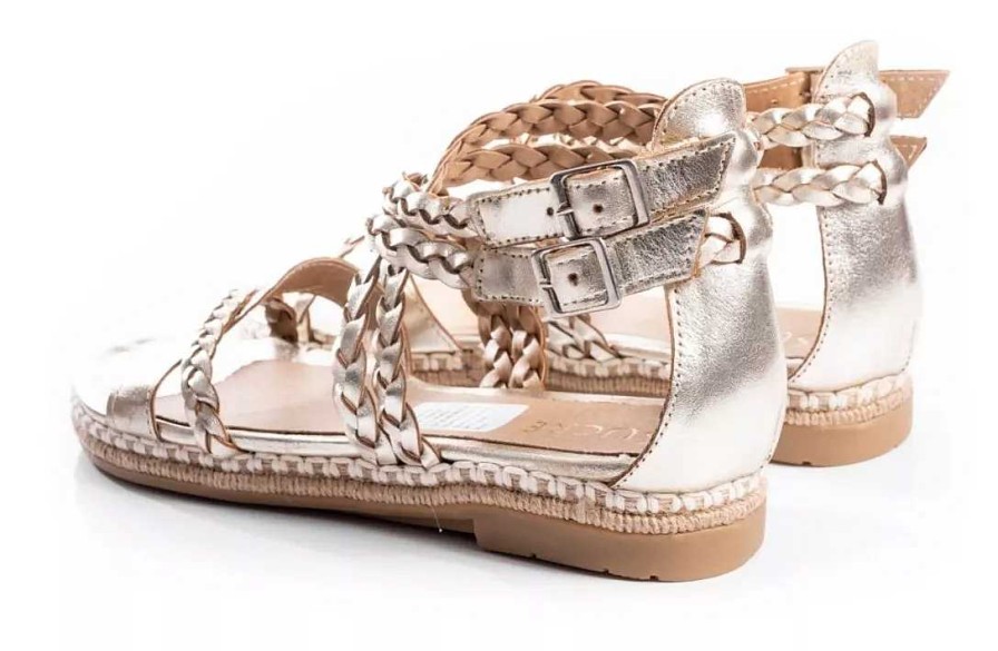 Mujer Sucre | Sandalias Bajas Zapatos Mujer Trenzadas Cuero Comodas Platino