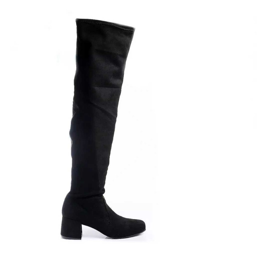 Mujer Lady Comfort | Botas Bucaneras Elastizadas Taco Bajo Cana Super Alta Moda Negro