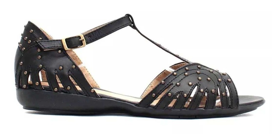 Mujer Timothea | Sandalias Zapatos Mujer Dama En Cuero Comodas Franciscanas Negro