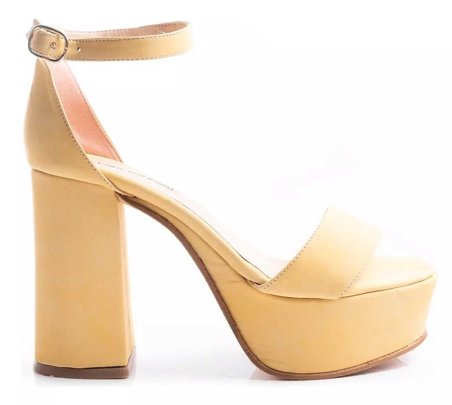 Mujer Timothea | Sandalias Zapatos Plataformas Mujer Dama Taco Palo Fiesta Amarillo