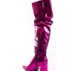 Mujer Lady Comfort | Botas Bucaneras Mujer Cana Alta Arrugadas Taco Bajo Timothea Fucsia