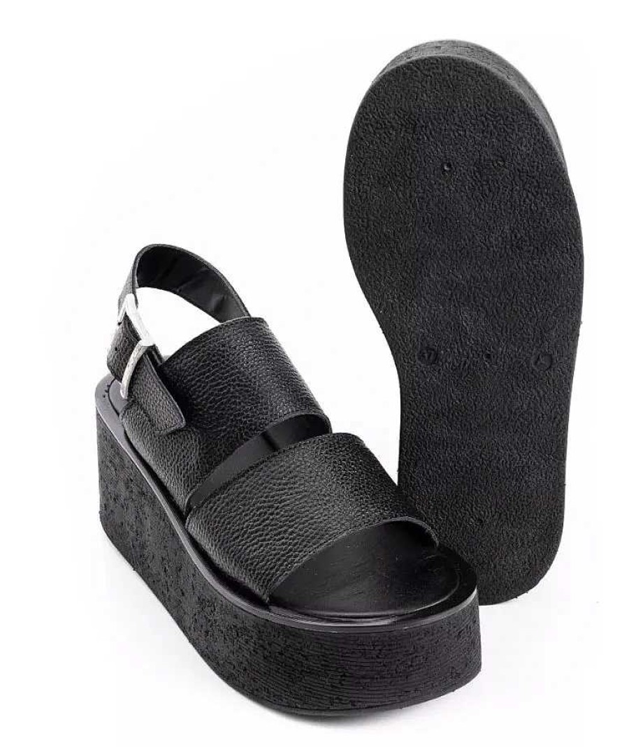 Mujer Timothea | Sandalias Zapatos Suecos Mujer Plataforma Taco Chino Negro