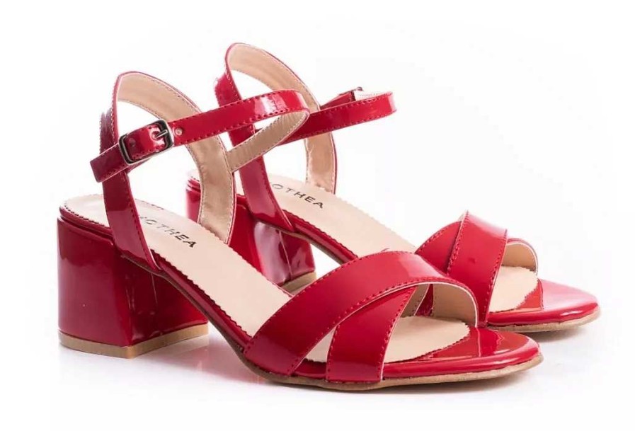 Mujer Timothea | Sandalias Mujer Zapatos Plataformas Taco Bajo Fiesta Comodas Rojo