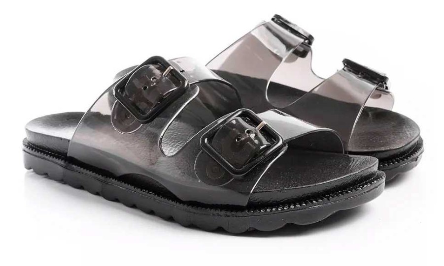 Mujer Timothea | Sandalias Mujer Elegantes Comodas Bajas Livianas Con Tira Negro Cristal