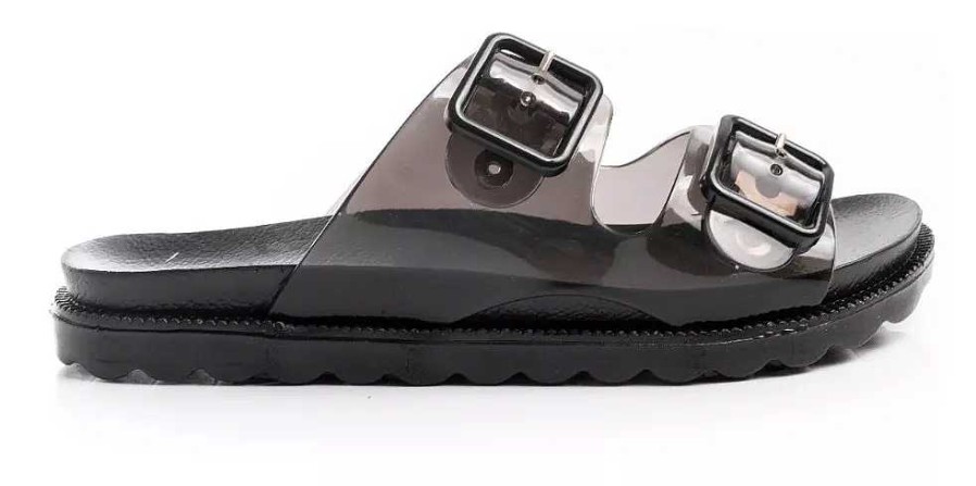 Mujer Timothea | Sandalias Mujer Elegantes Comodas Bajas Livianas Con Tira Negro Cristal