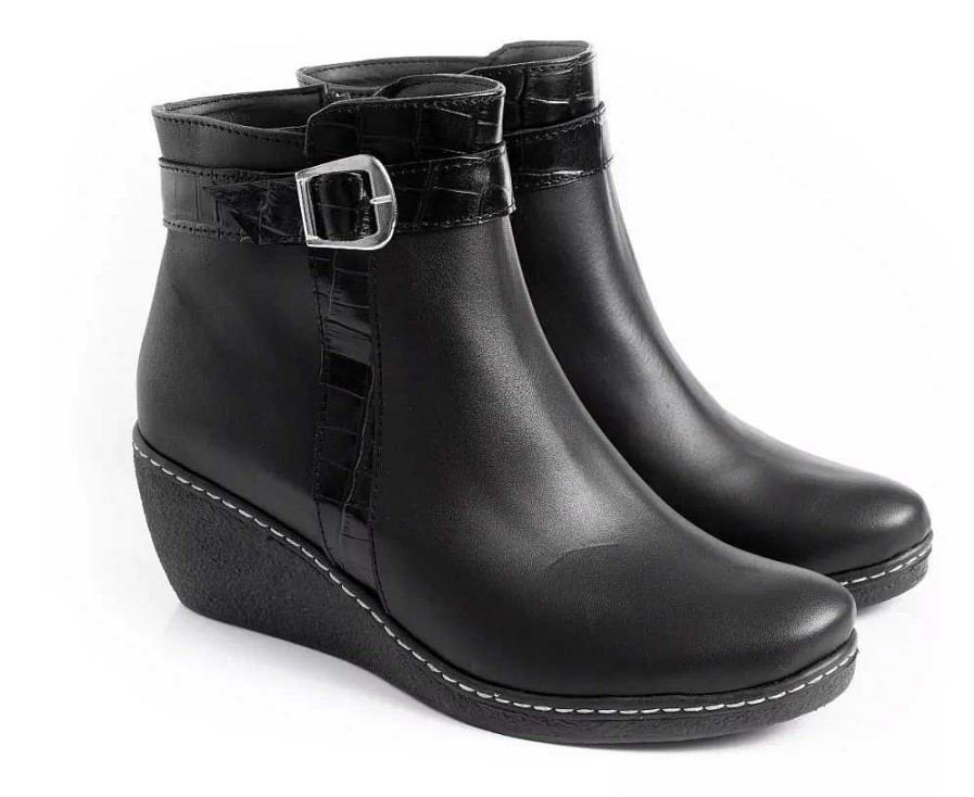 Mujer Timothea | Botas Botinetas Zapatos Mujer Taco Chino Cuero Super Comodas Negro