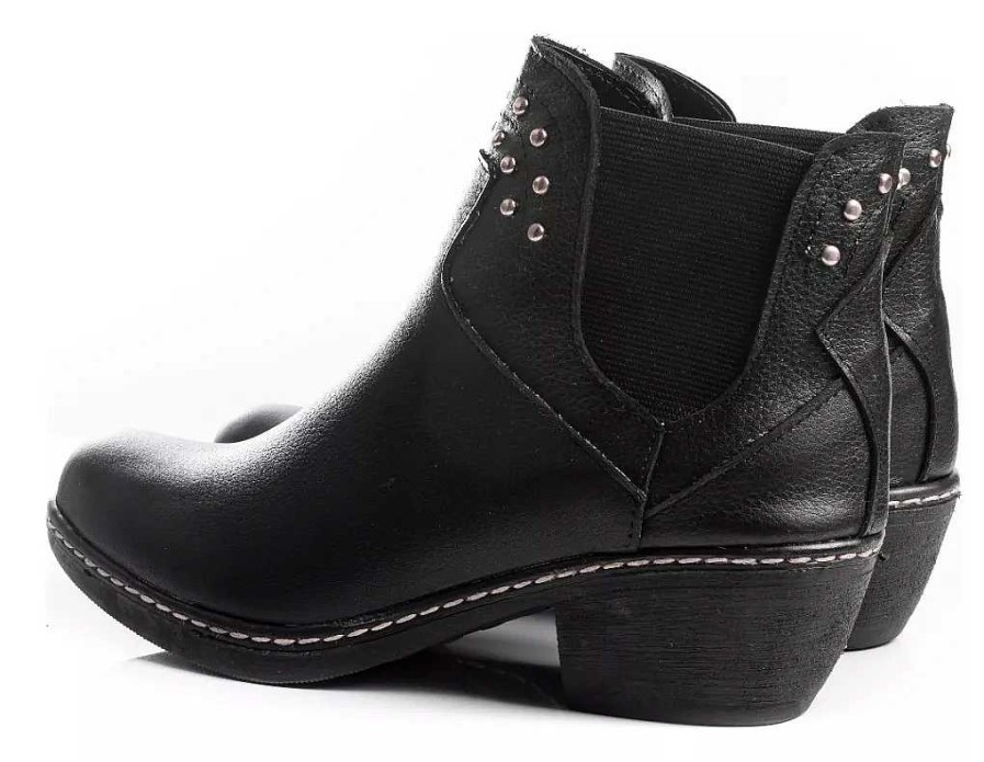 Mujer Timothea | Botas Zapatos Mujer Elastizadas Botinetas De Cuero Negro