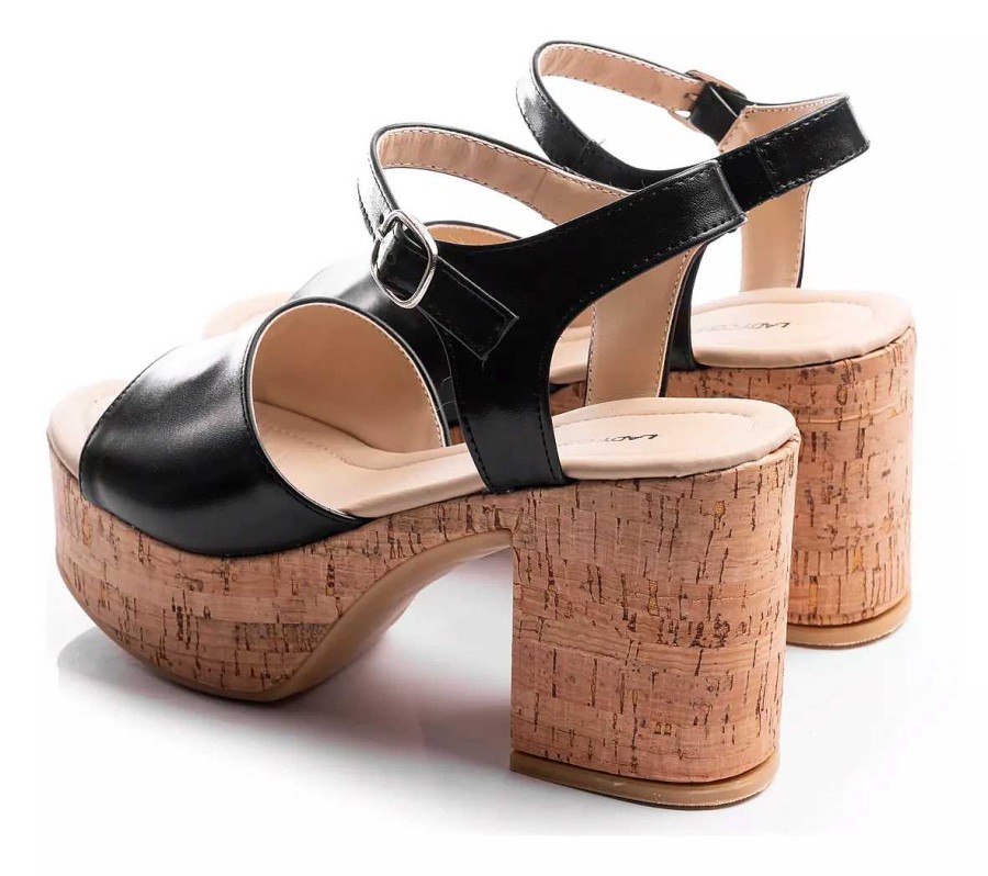 Mujer Lady Comfort | Zapatos Mujer Sandalias Plataformas Fiesta Taco Madera Negro