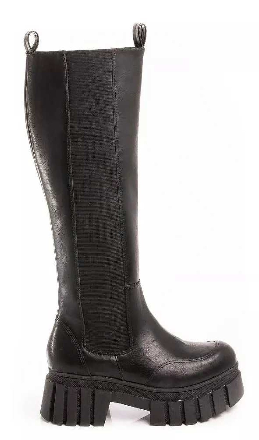 Mujer Lady Comfort | Botas Bucaneras Gamuza Elastizada Taco Fino Cana Super Alta Negro