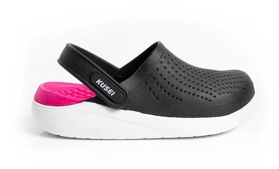 Ninas Kusei | Zuecos Ojotas Sandalias Ninos/As Unisex Marca Kusei Negro Fucsia