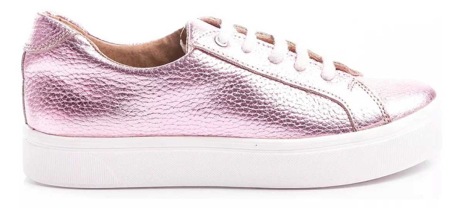 Mujer Sucre | Zapatillas Mujer Sneakers Urbanas Livianas Cuero Vacuno Moda Metal Rosa