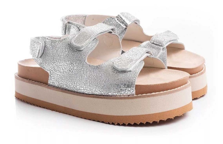 Mujer Kate Kuba | Sandalias Zapatos Mujer Forma Cuero Vacuno Moda Plata