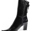 Mujer Timothea | Botinetas Botas Zapatos Mujer Taco Cuadrado Cuero Negro