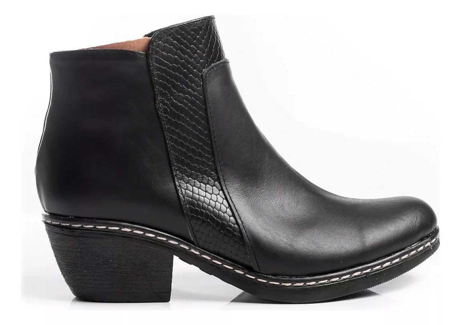 Mujer KATELUBA | Botas Botitas Mujer Cuero Vacuno Zapatos Comfort Timothea Negro