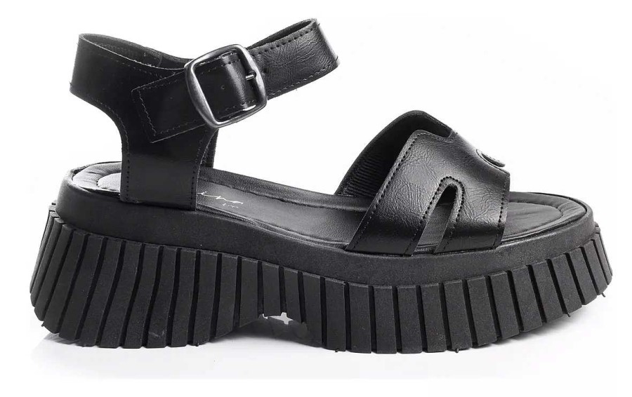 Mujer Kate Kuba | Sandalias Zapatos Mujer Plataformas Cuero Ecologico Negro