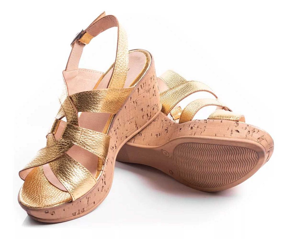 Mujer Timothea | Sandalias Mujer Taco Chino Urbanas Livianas Super Comodas Oro