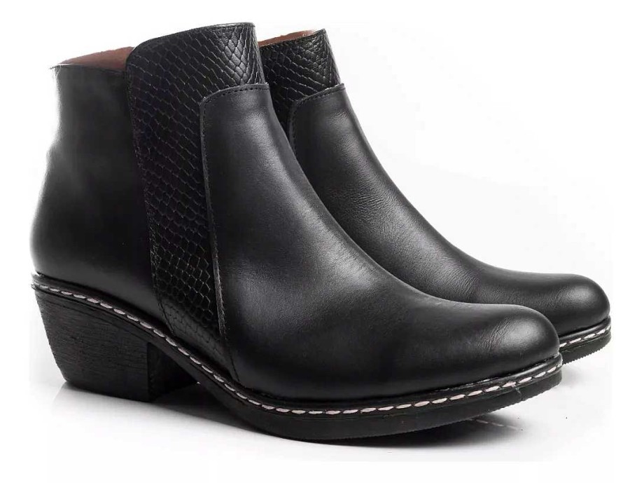 Mujer KATELUBA | Botas Botitas Mujer Cuero Vacuno Zapatos Comfort Timothea Negro