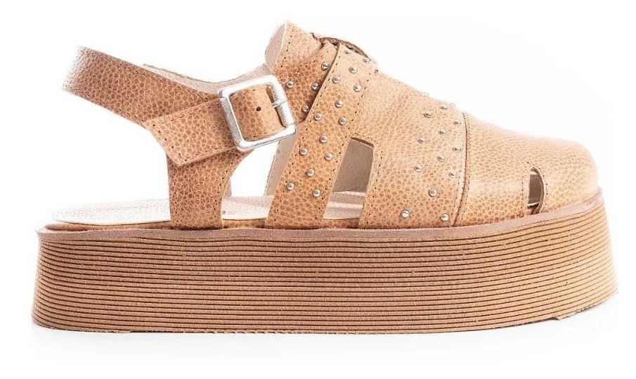 Mujer Timothea | Sandalias Mujer Zapatos Zuecos Plataformas Plantilla Acolchada Livianas Comodas Tachas Primavera Verano 2020 Camel