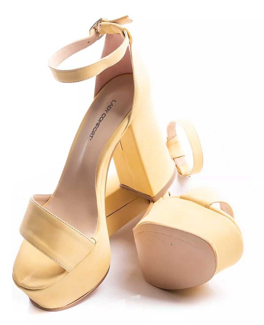 Mujer Timothea | Sandalias Zapatos Plataformas Mujer Dama Taco Palo Fiesta Amarillo