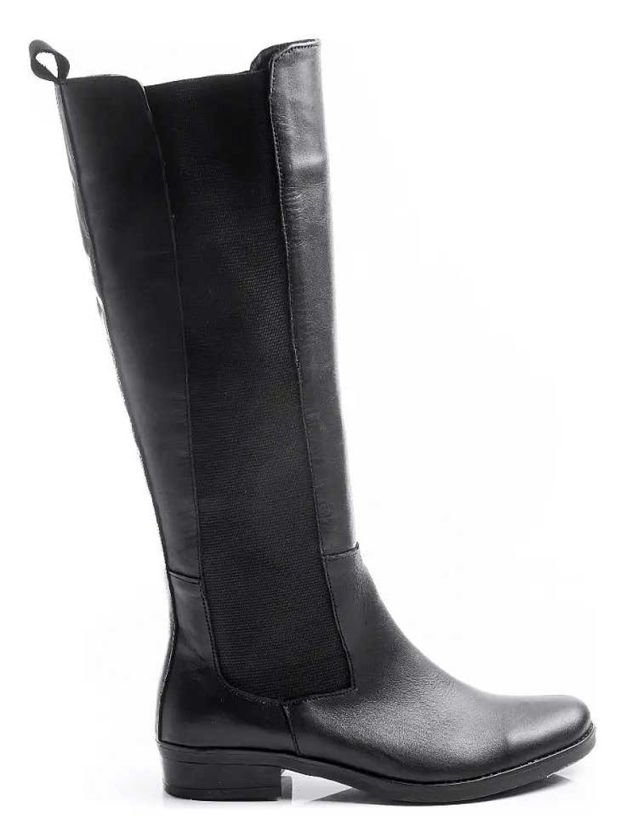 Mujer Timothea | Botas Zapatos Mujer Cana Alta Largas Estilo Montar Base Baja Negro